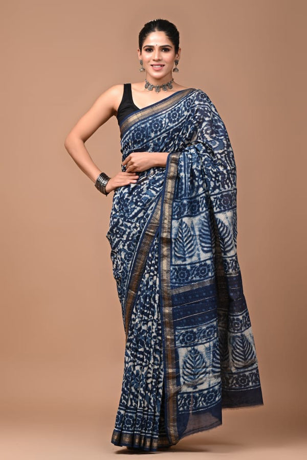 Maheshwari Block Print Saree