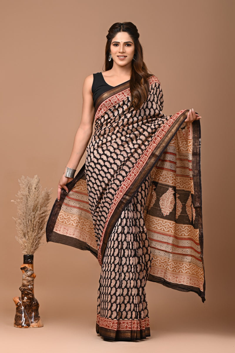 Maheshwari Block Print Saree 01